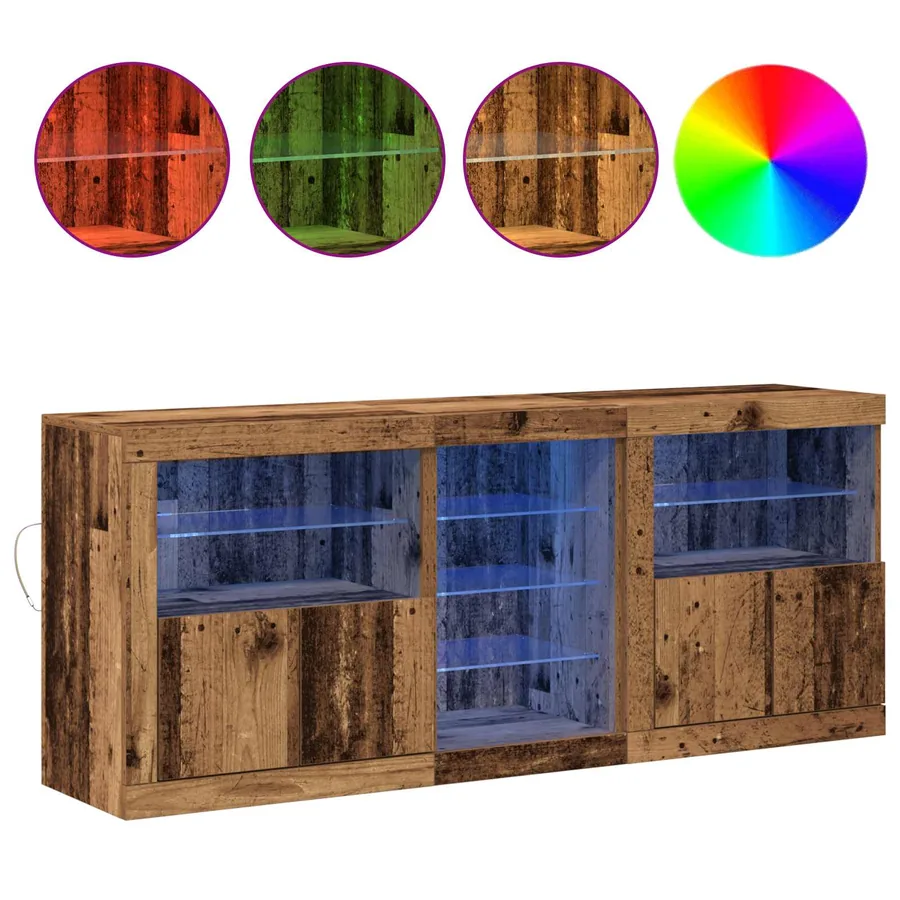 Buffet LED Bois ancien 162 x 37 x 67 cm Bois d'ingénierie - 4