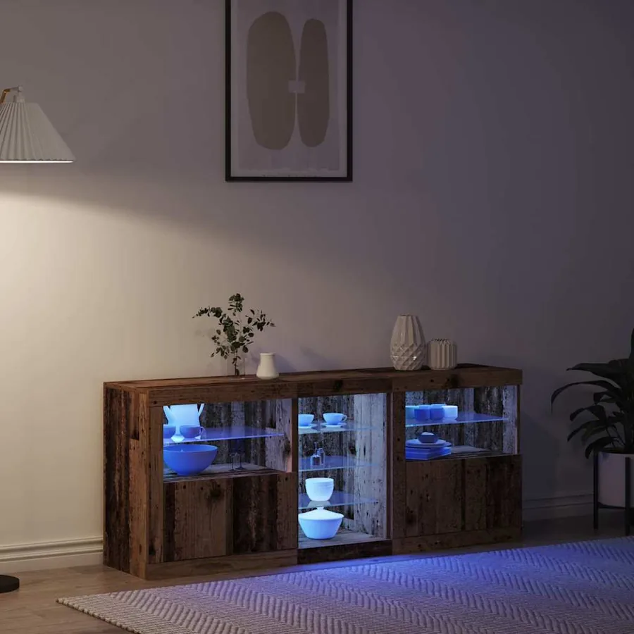 Buffet LED Bois ancien 162 x 37 x 67 cm Bois d'ingénierie - 5