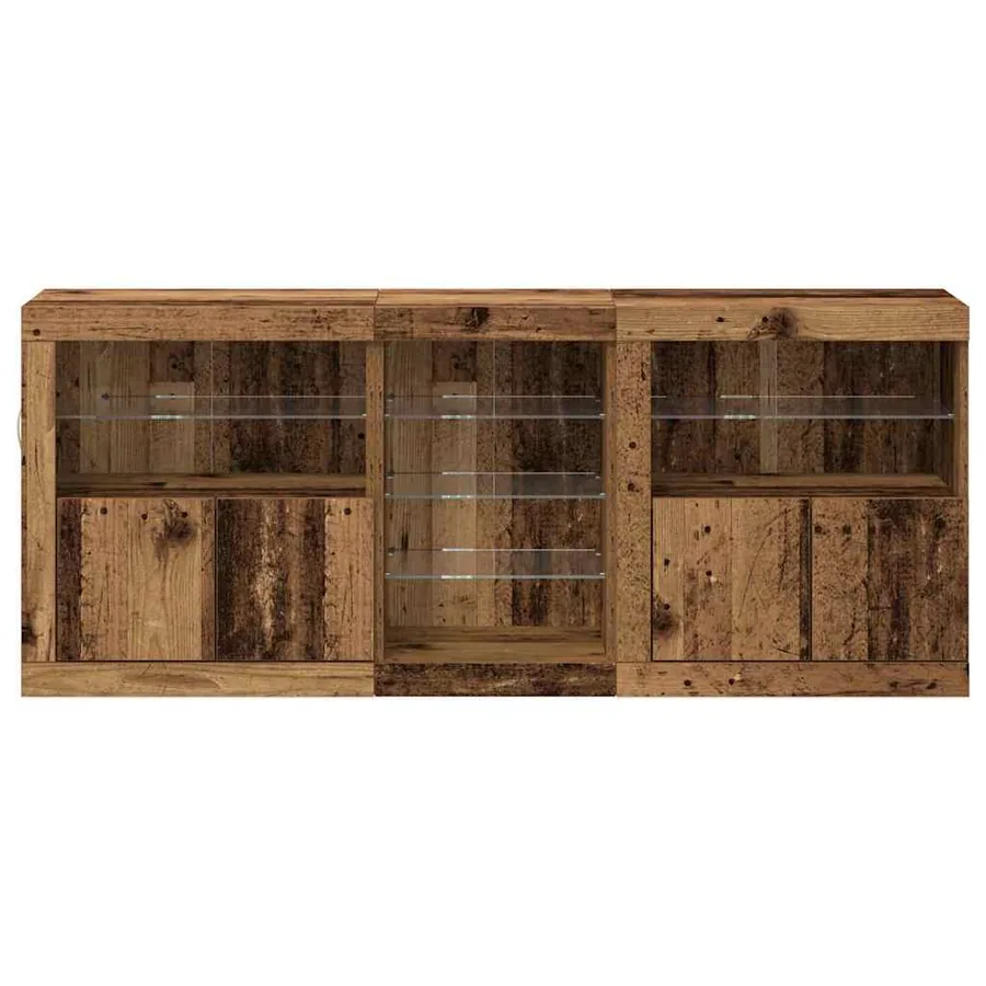 Buffet LED Bois ancien 162 x 37 x 67 cm Bois d'ingénierie - 6