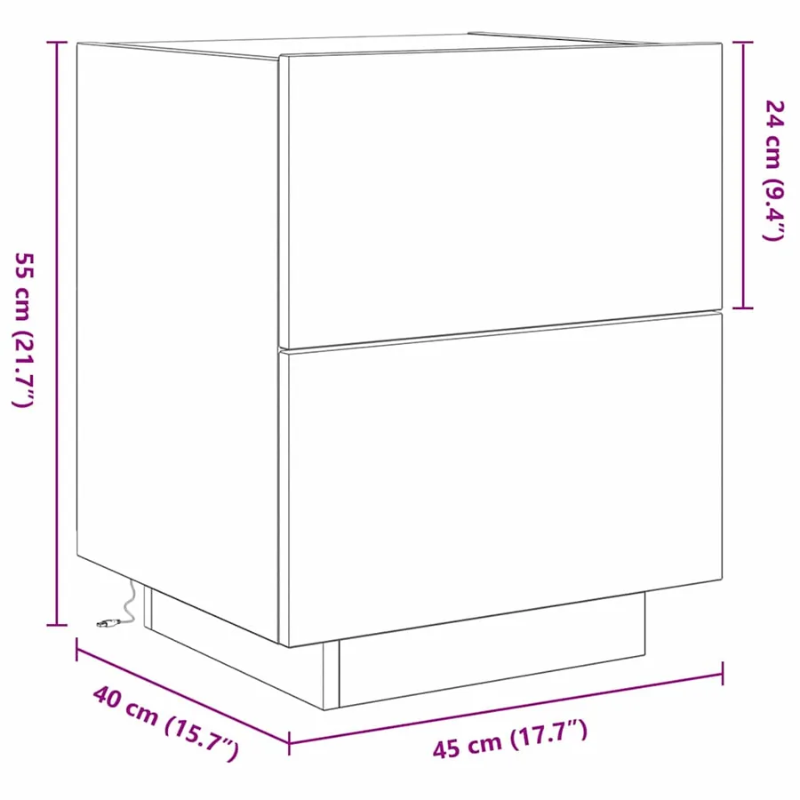 Cabinet de chevet Chêne noir 45 x 40 x 55 cm Bois d'ingénierie - 13