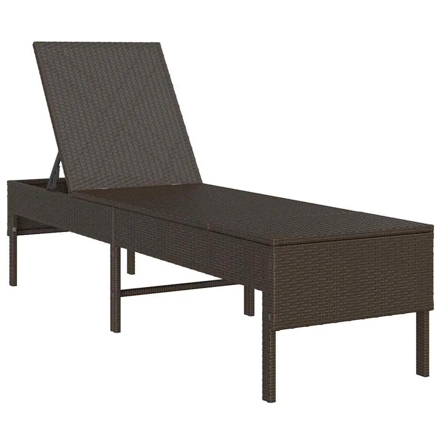 Transat avec coussin marron 55x200x44cm résine tressée - 4