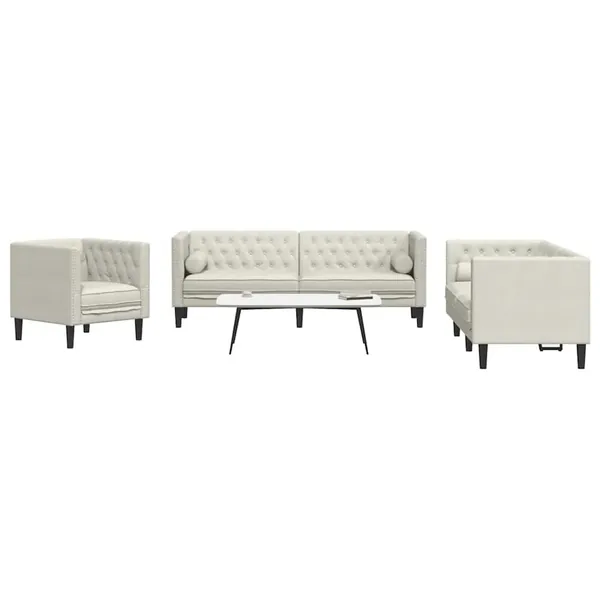 Ensemble de canapé Chesterfield et traversins 3pcs velours