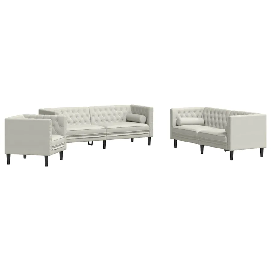 Ensemble de canapé Chesterfield et traversins 3pcs velours - 2