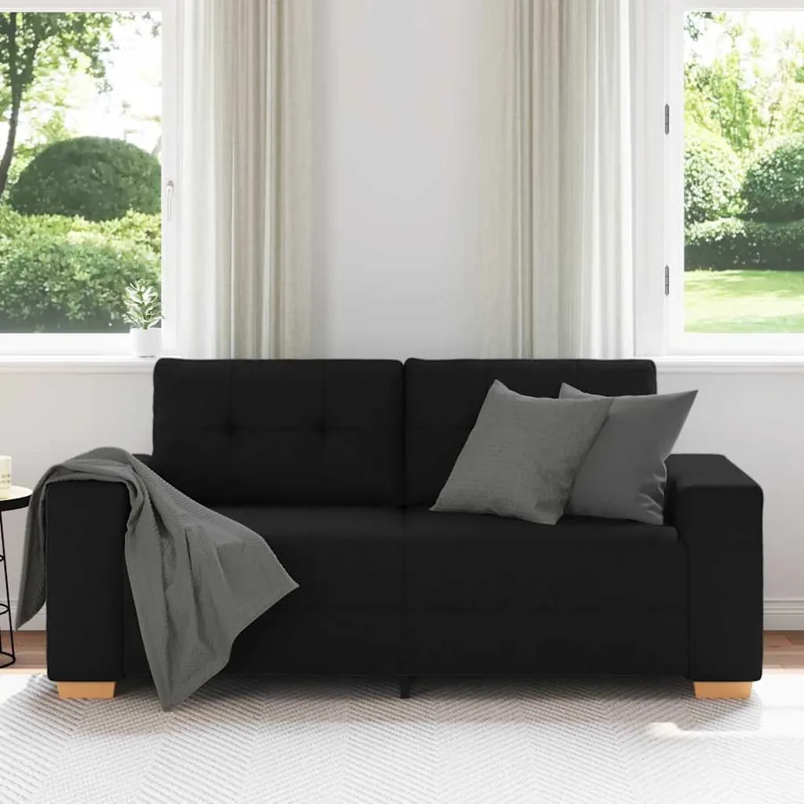 Canapé deux places noir 180x77x82 cm en tissu - 3