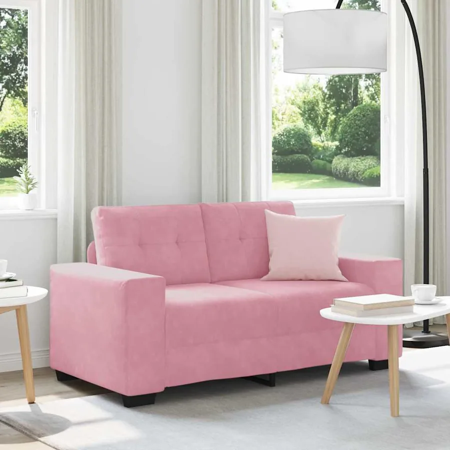 Canapé 2 places rose 120 cm velours