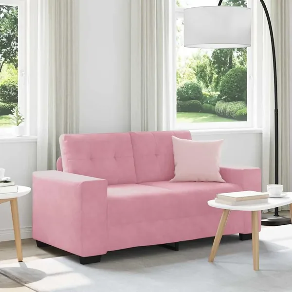 Canapé 2 places rose 120 cm velours