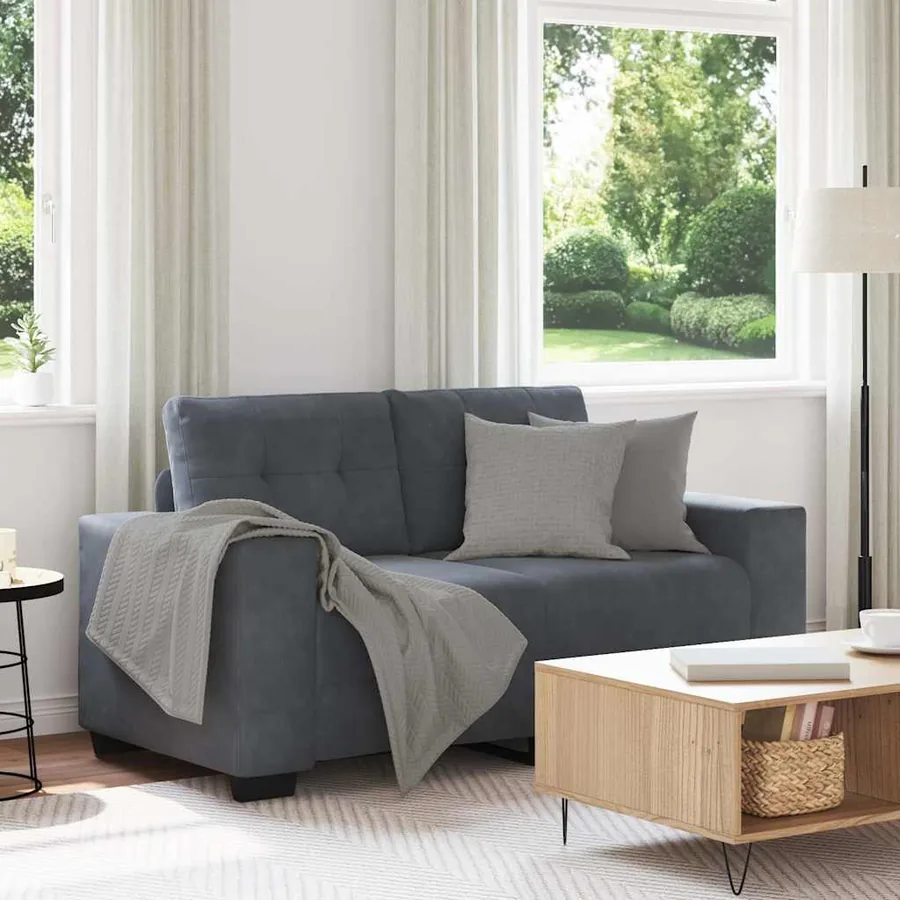 Canapé causeuse gris foncé 160x77x82 cm velours