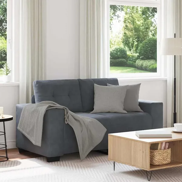 Canapé causeuse gris foncé 160x77x82 cm velours