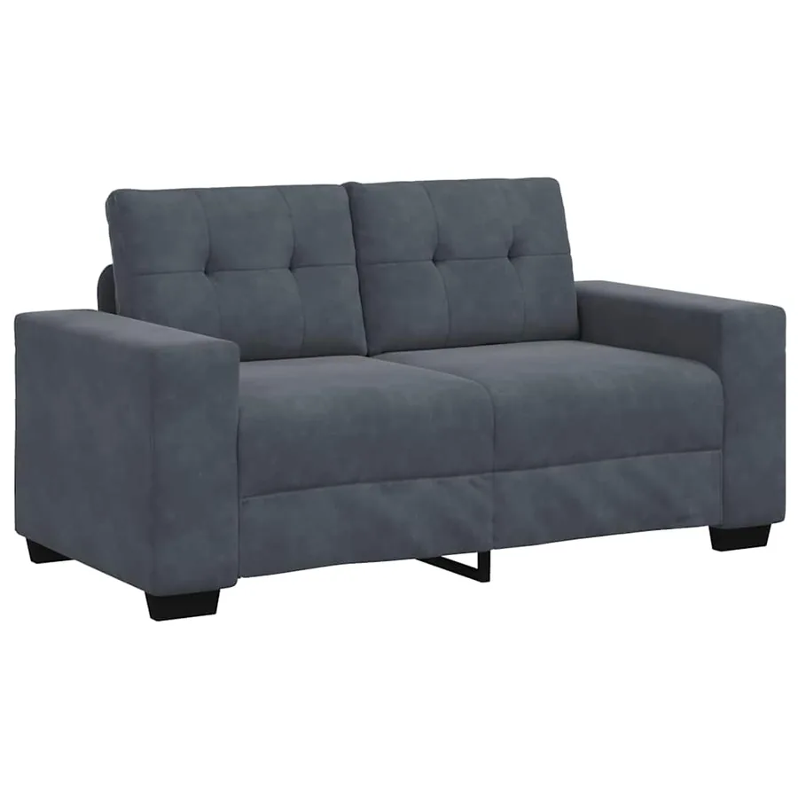Canapé causeuse gris foncé 160x77x82 cm velours - 2