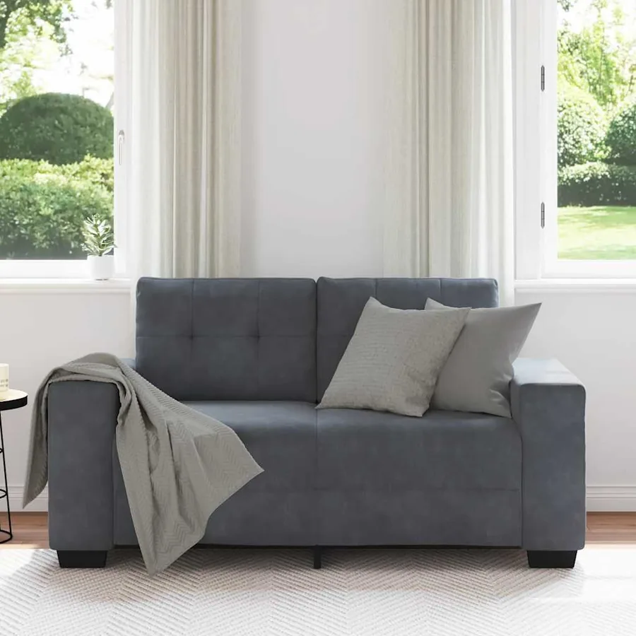 Canapé causeuse gris foncé 160x77x82 cm velours - 3