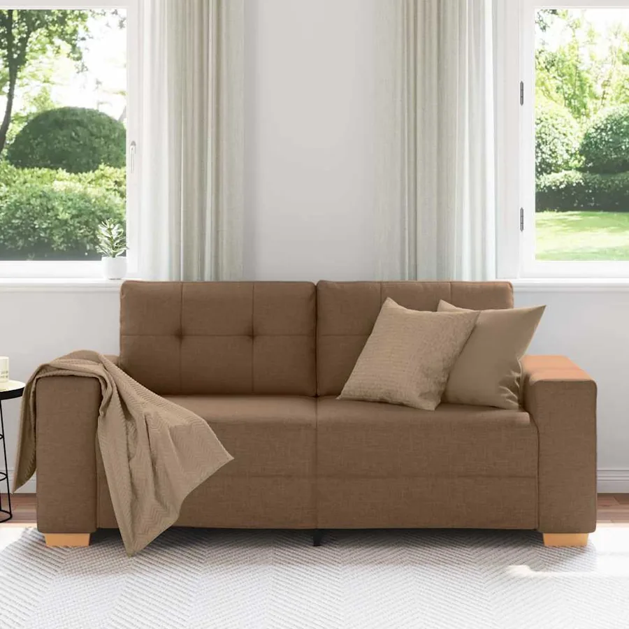 Canapé deux places marron 180x77x82 cm en tissu - 3