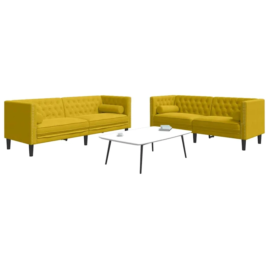 Ensemble de canapé Chesterfield et traversins 2 pcs velours
