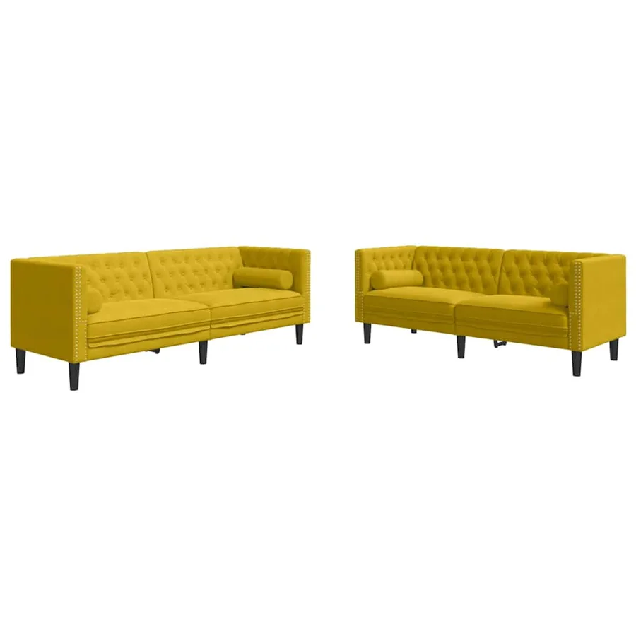 Ensemble de canapé Chesterfield et traversins 2 pcs velours - 2