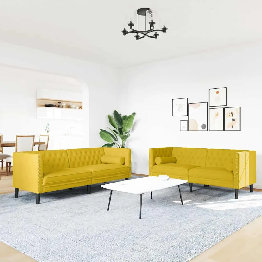 Ensemble de canapé Chesterfield et traversins 2 pcs velours - 3