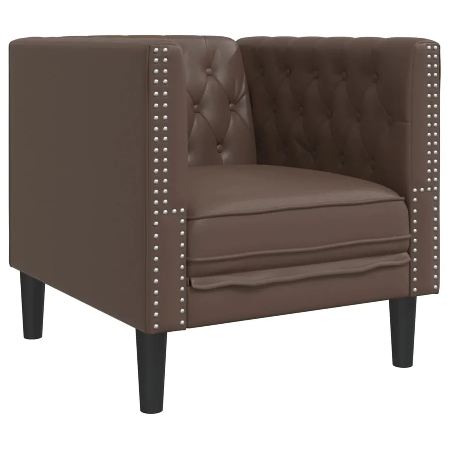 Ensemble de canapé Chesterfield 3 pcs marron similicuir - 6