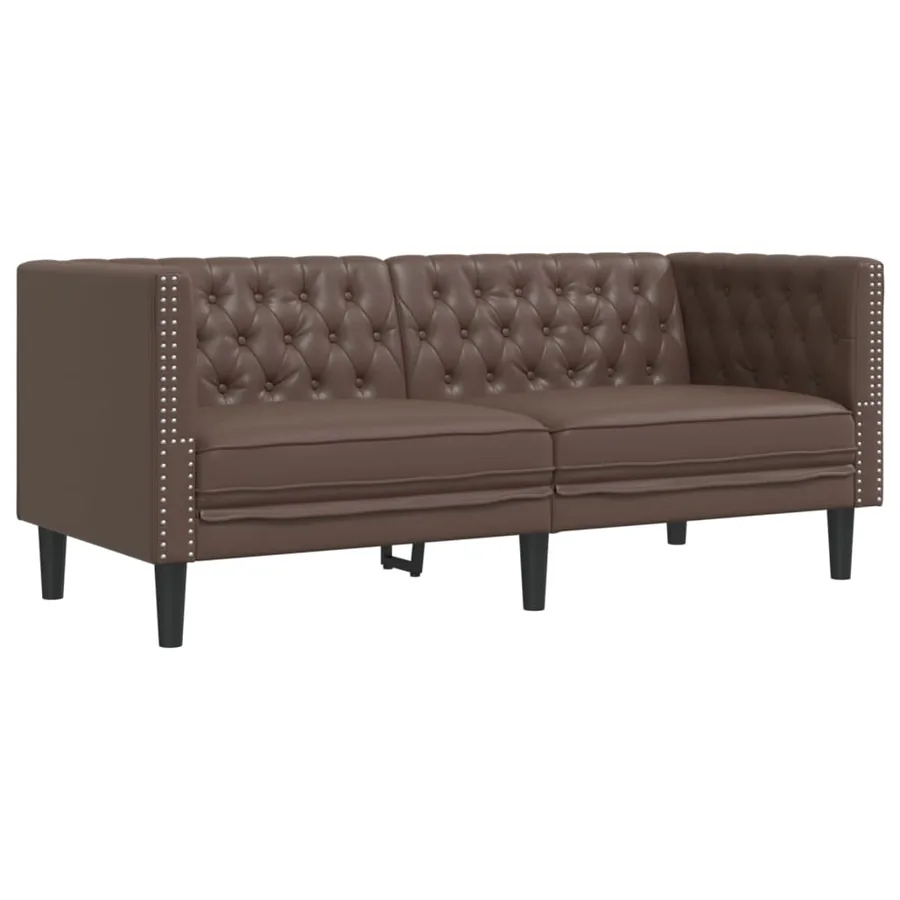 Ensemble de canapé Chesterfield 2 pcs marron similicuir - 5