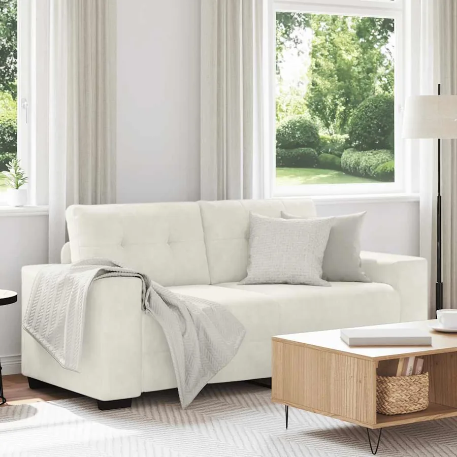 Canapé deux places crème 180x77x82 cm velours