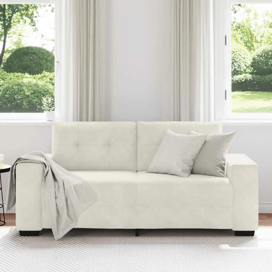 Canapé deux places crème 180x77x82 cm velours - 3