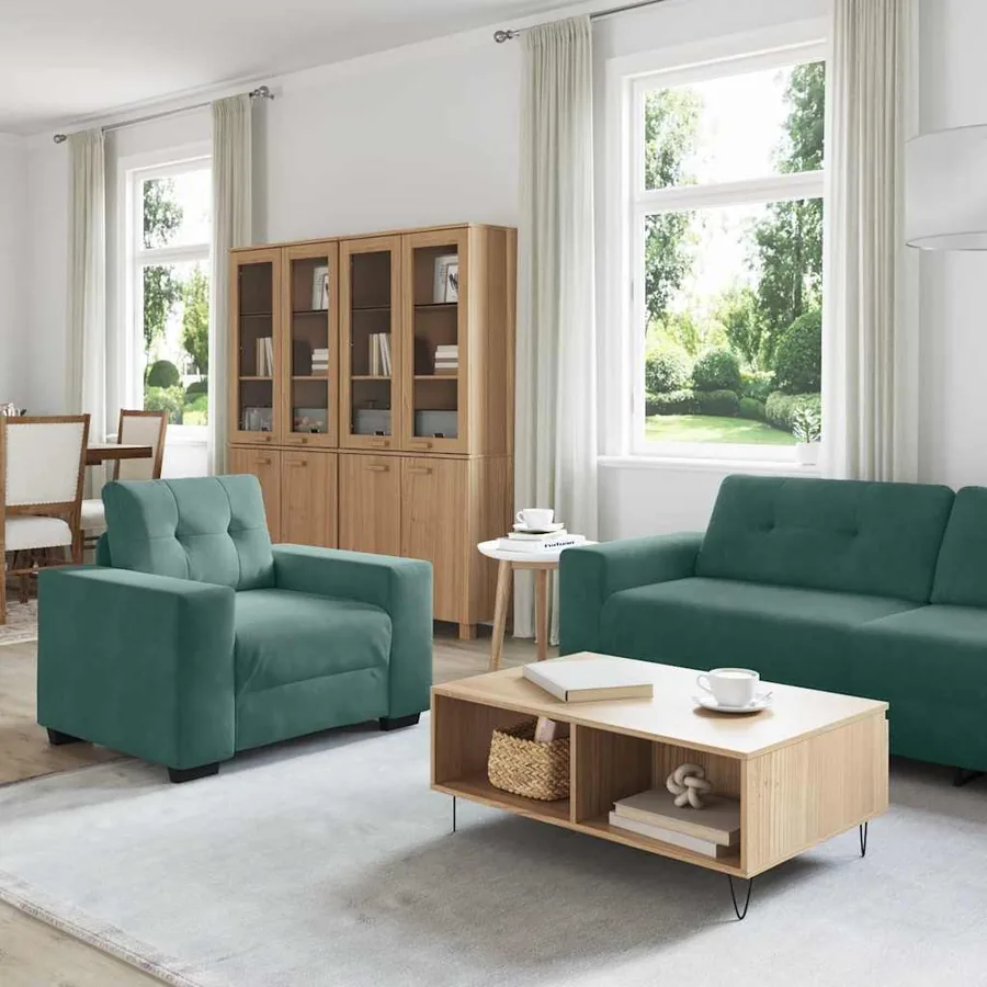 Ensemble de Canapés 3 pcs Vert foncé 221 x 80 x 80 cm Velours - 3