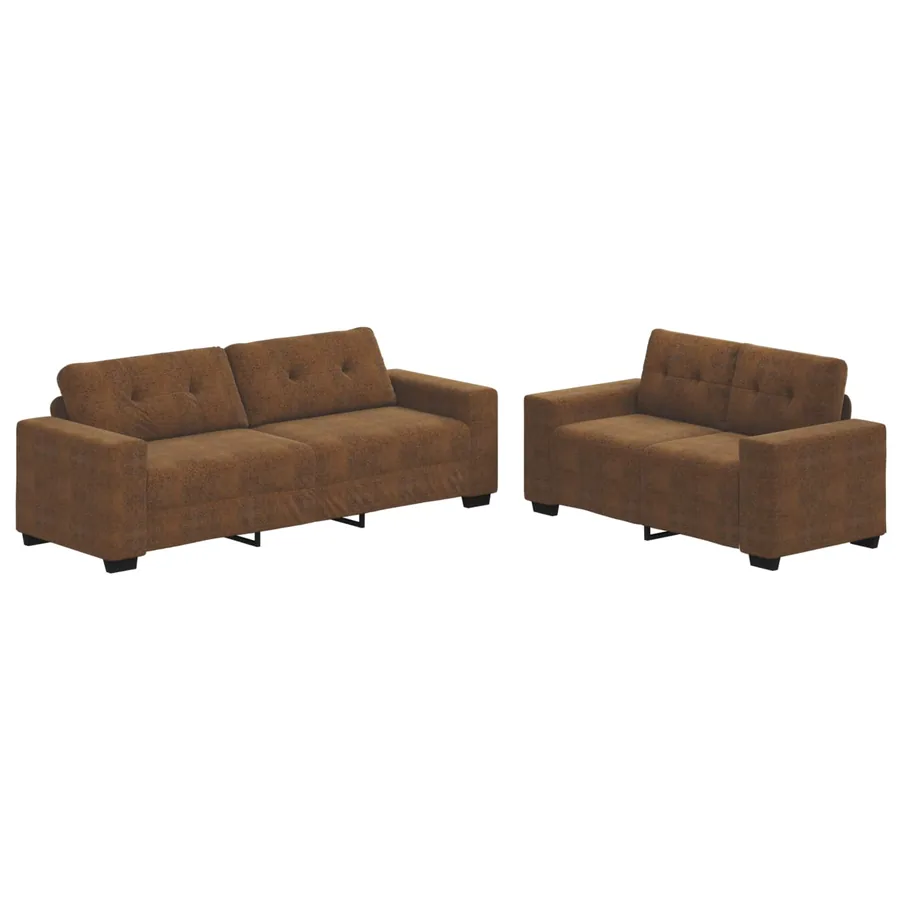 Ensemble canapé 2 pièces avec coussins marron similicuir - 2
