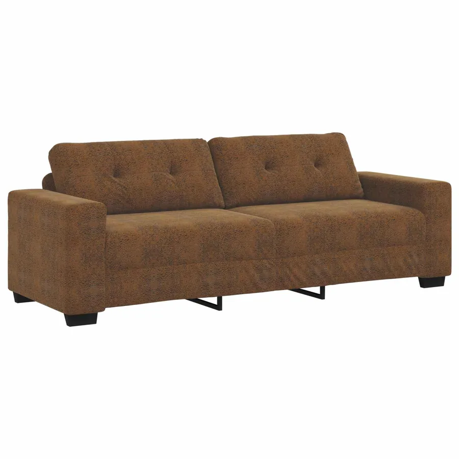 Ensemble canapé 2 pièces avec coussins marron similicuir - 5