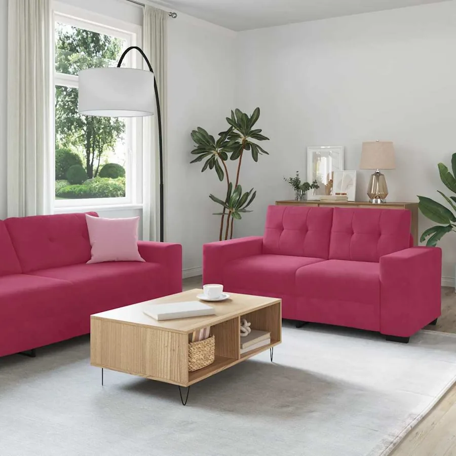 Ensemble de Canapés 3 pcs Rouge Vent 221 x 80 x 80 cm Velours