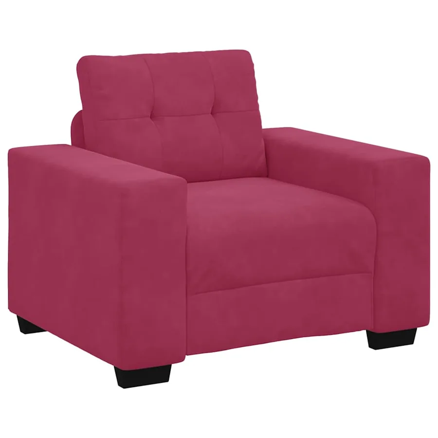 Ensemble de Canapés 3 pcs Rouge Vent 221 x 80 x 80 cm Velours - 4