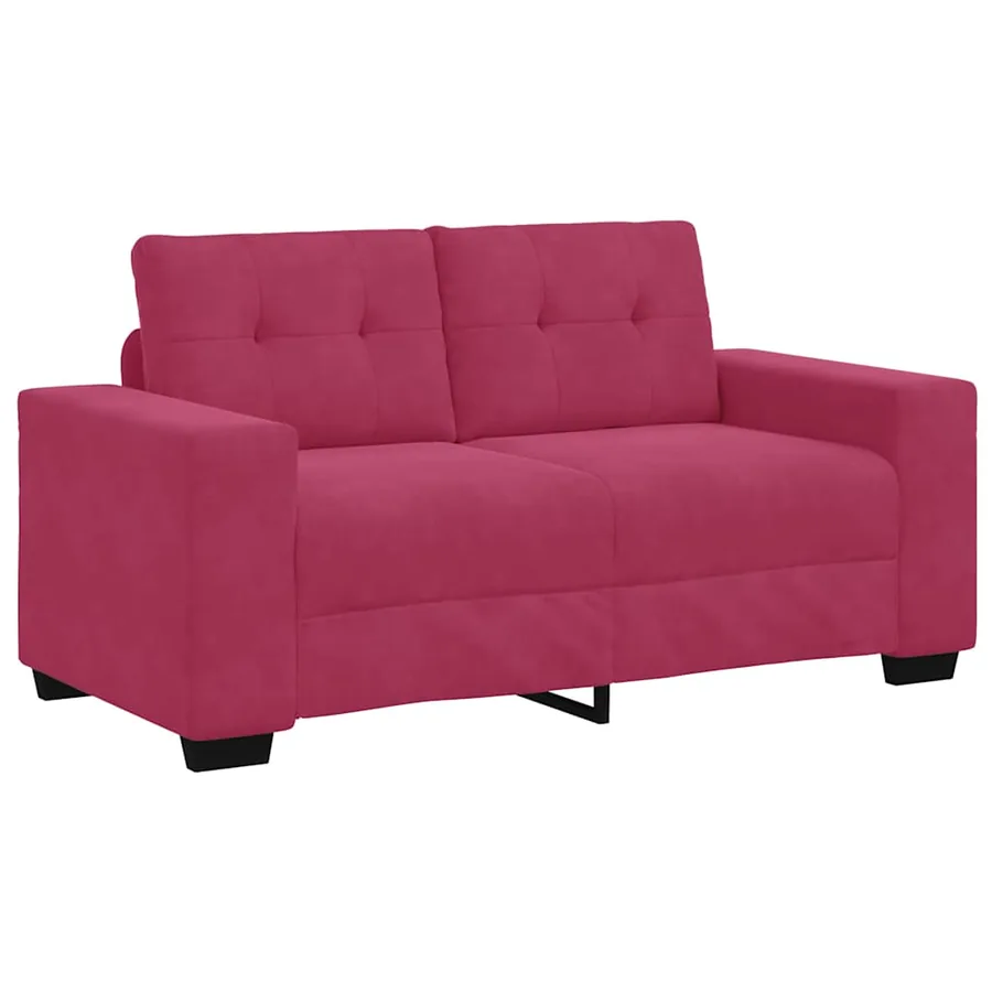 Ensemble de Canapés 3 pcs Rouge Vent 221 x 80 x 80 cm Velours - 5