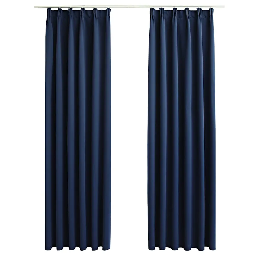Rideaux occultants avec crochets 2 pcs Bleu 140x175 cm - 2