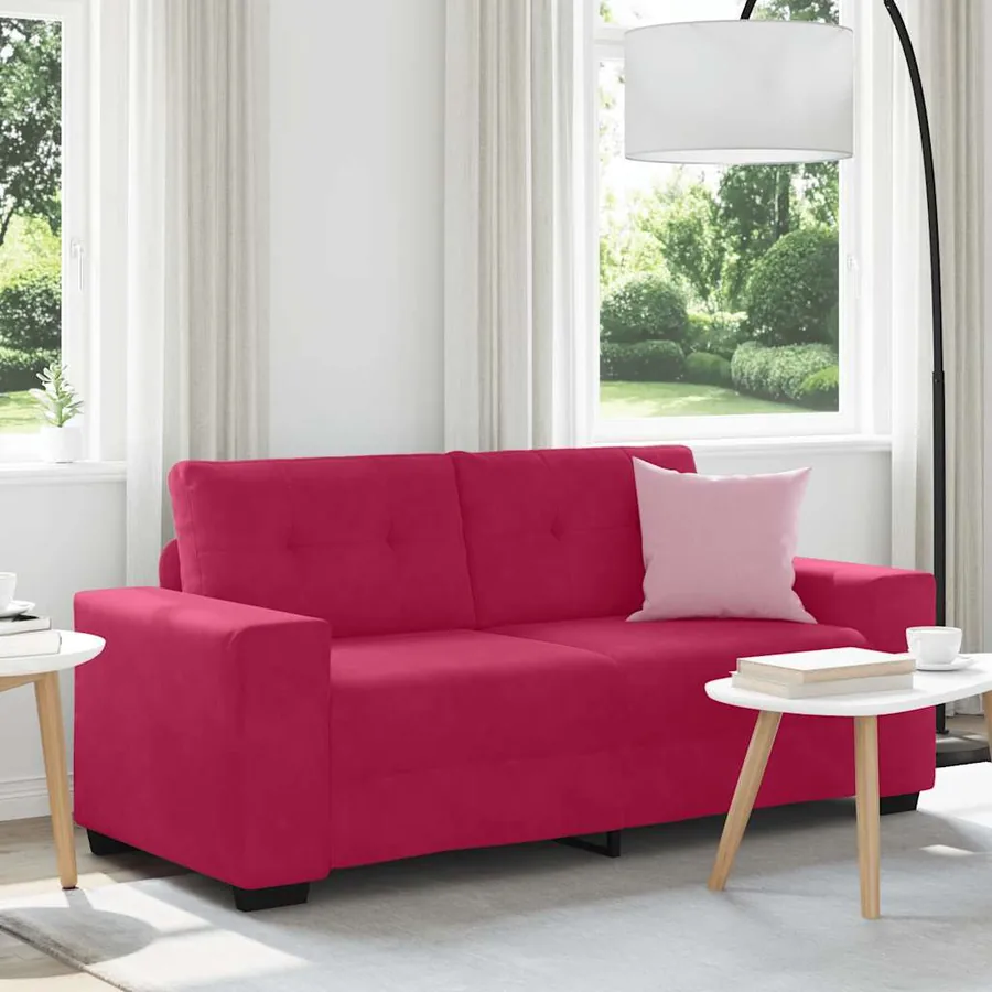 Canapé deux places rouge bordeaux 180 x 77 x 82 cm velours