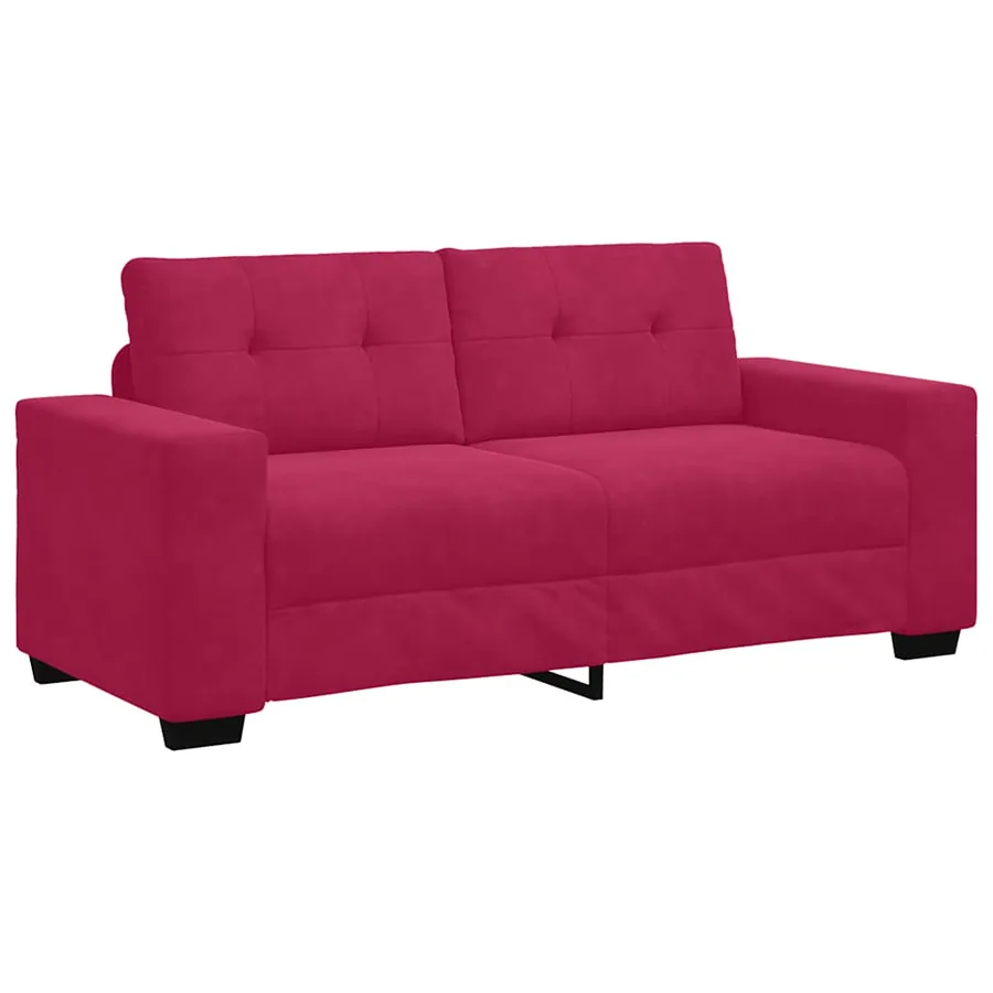 Canapé deux places rouge bordeaux 180 x 77 x 82 cm velours - 2