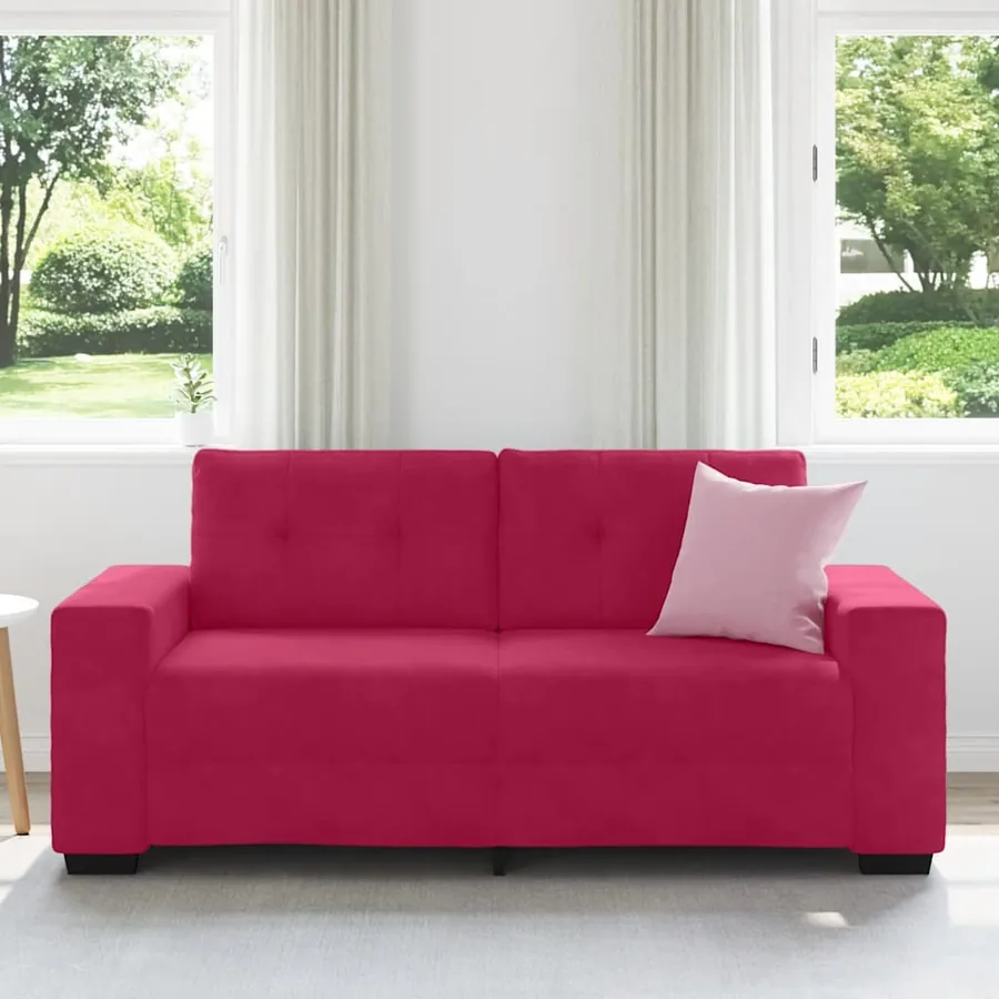 Canapé deux places rouge bordeaux 180 x 77 x 82 cm velours - 3