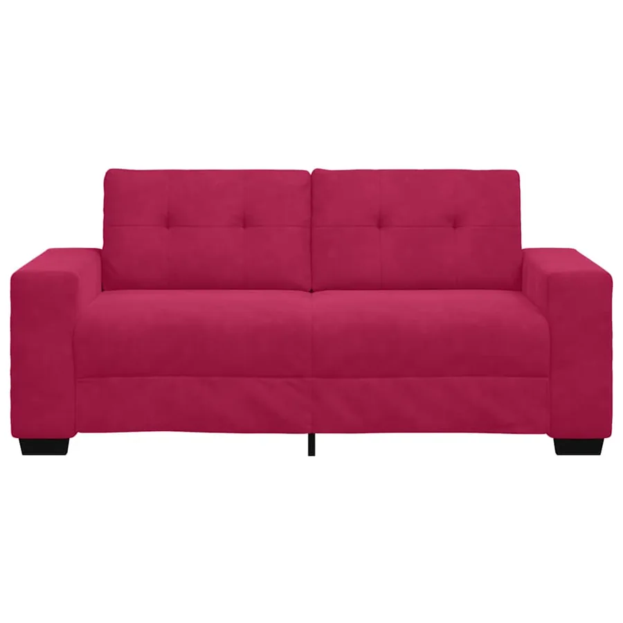 Canapé deux places rouge bordeaux 180 x 77 x 82 cm velours - 4