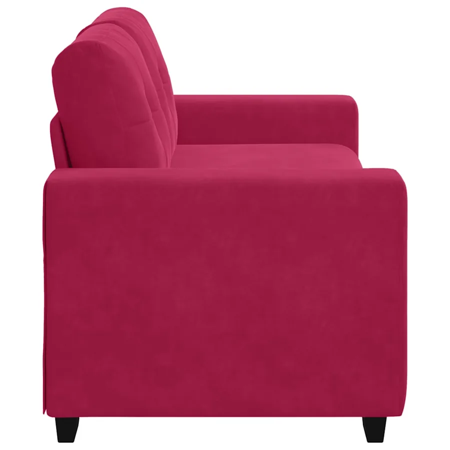 Canapé deux places rouge bordeaux 180 x 77 x 82 cm velours - 5