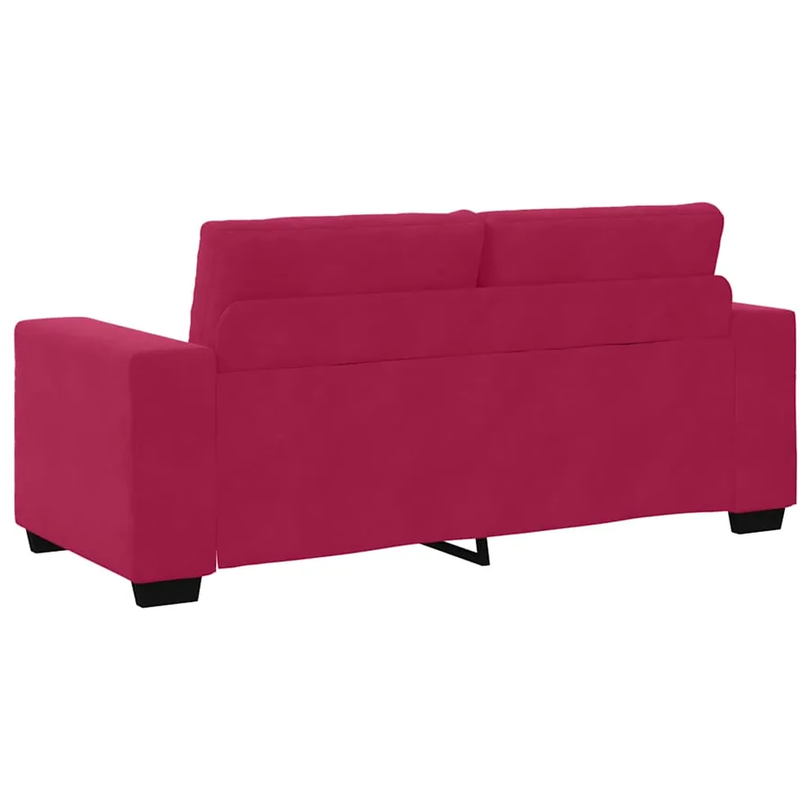 Canapé deux places rouge bordeaux 180 x 77 x 82 cm velours - 6