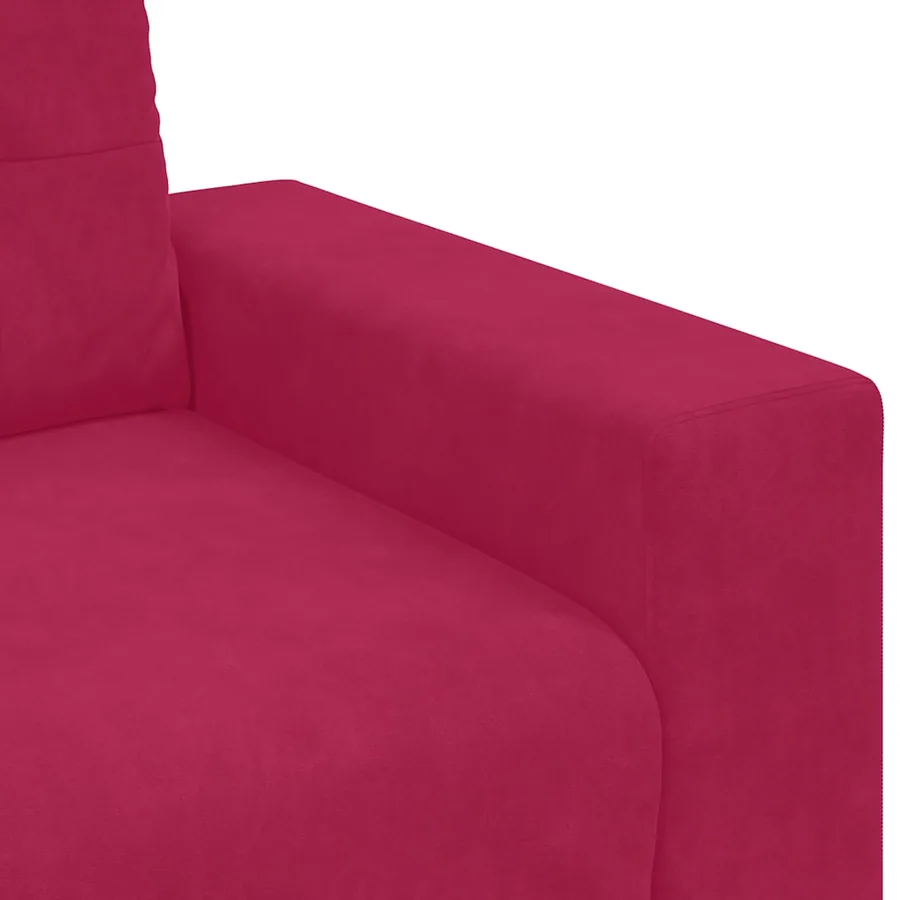 Canapé deux places rouge bordeaux 180 x 77 x 82 cm velours - 7