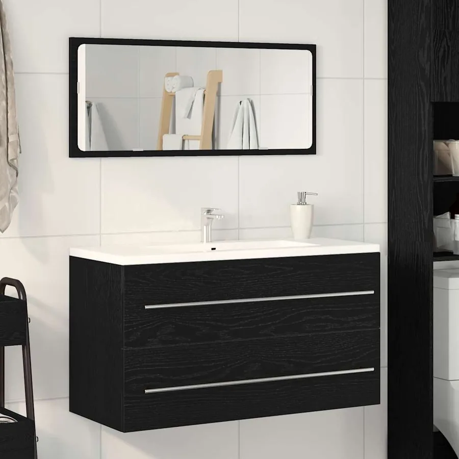 Cabinet de Lavabo Chêne noir 90 x 45 x 1.5 cm Bois d'ingénierie