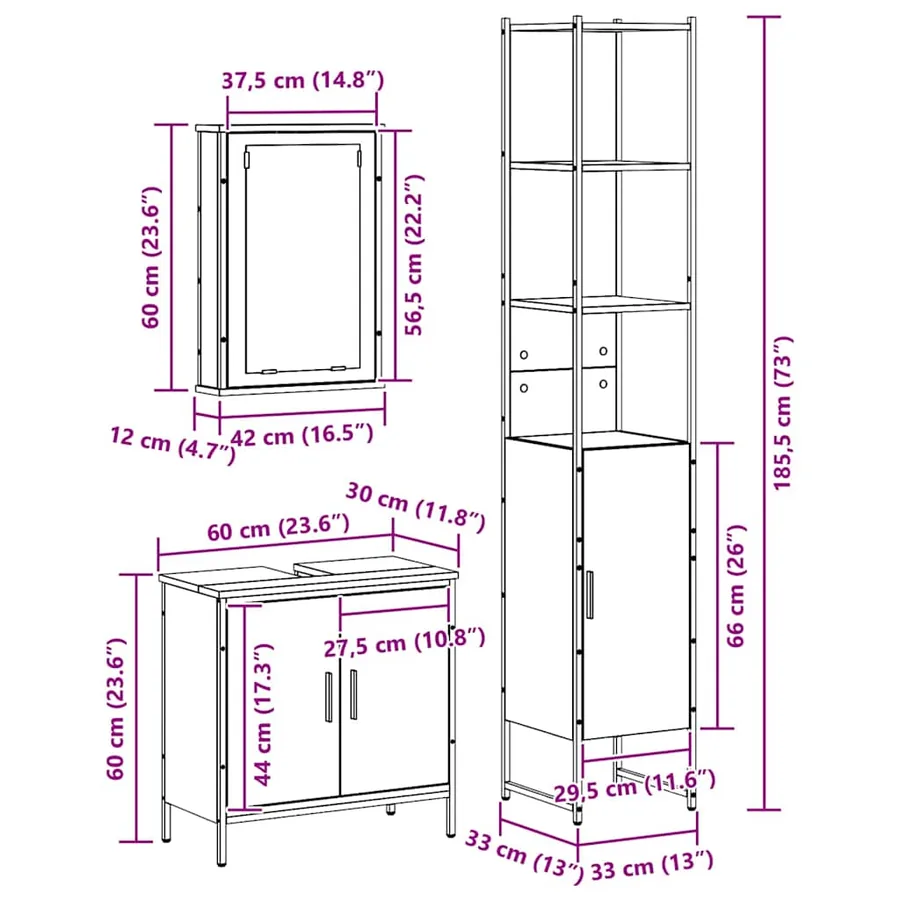Ensemble de mobilier de salle de bain 3 pc Marron - 14
