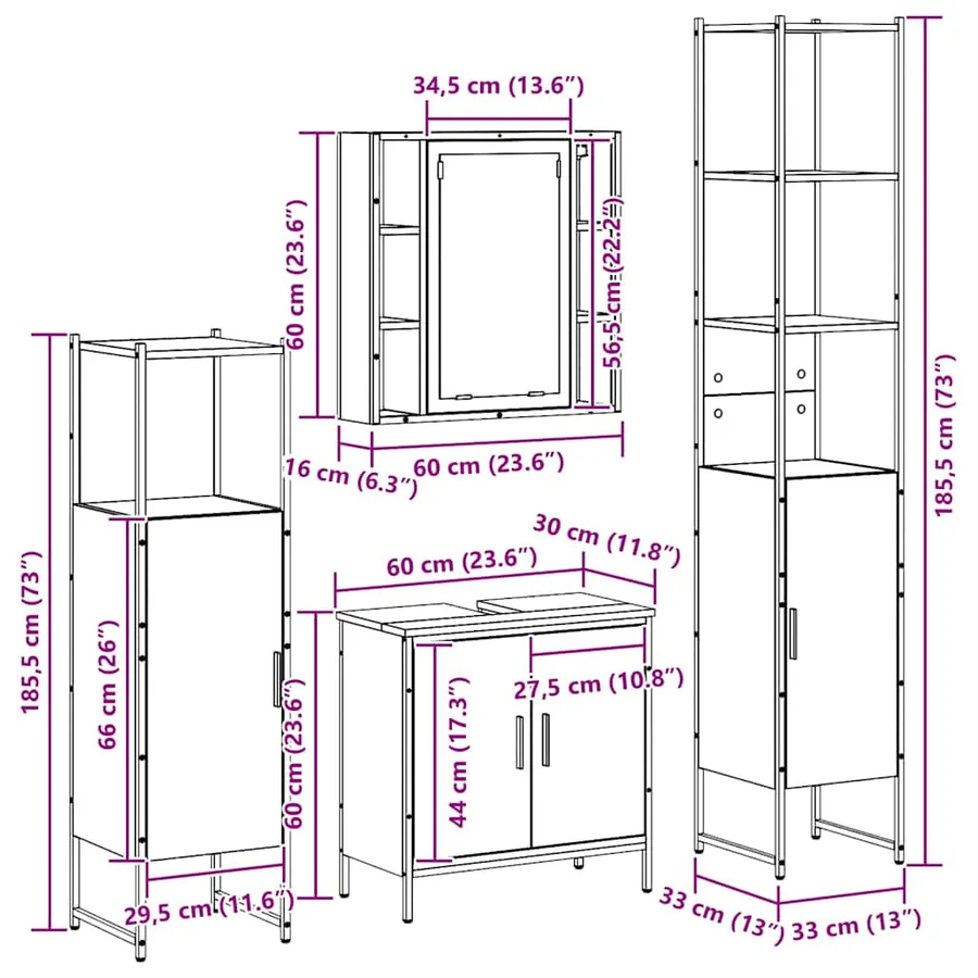 Ensemble de mobilier de salle de bain 4 pc Marron - 16