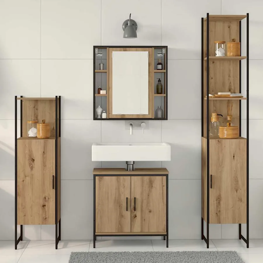 Ensemble de mobilier de salle de bain 4 pc Marron - 4