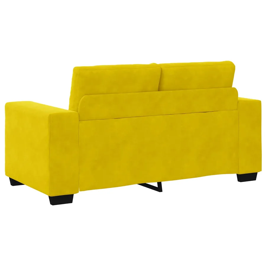 Ensemble canapé 2 pièces avec coussins jaune velours - 2
