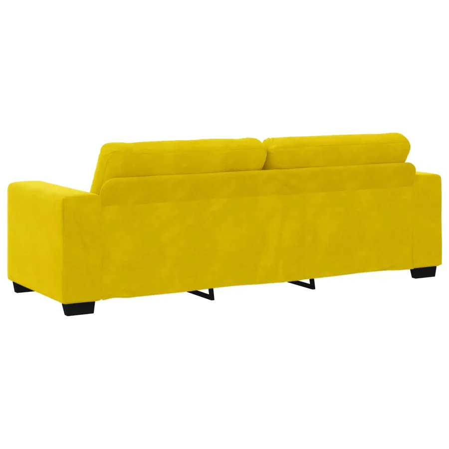 Ensemble canapé 2 pièces avec coussins jaune velours - 3