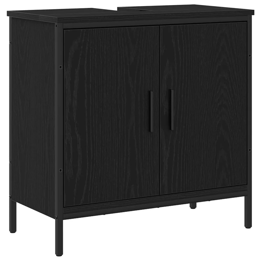 Meuble de Lavabo de Salle de Bain Chêne noir 60 x 30 x 60 cm - 2