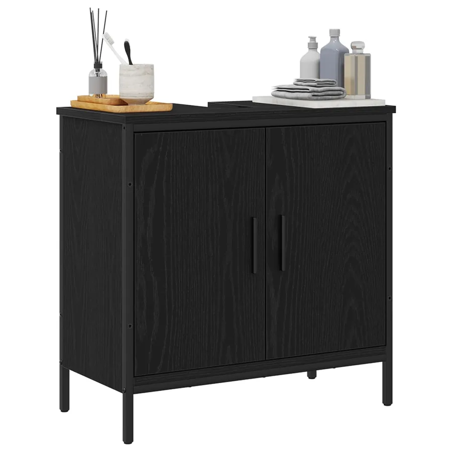 Meuble de Lavabo de Salle de Bain Chêne noir 60 x 30 x 60 cm - 3