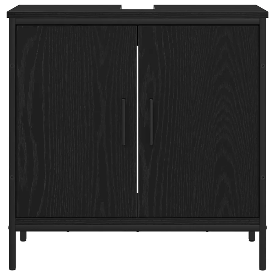 Meuble de Lavabo de Salle de Bain Chêne noir 60 x 30 x 60 cm - 6