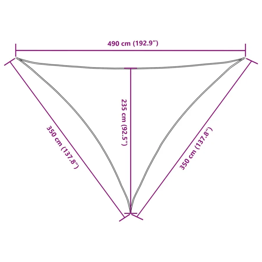 Voile de parasol tissu oxford triangulaire 3,5x3,5x4,9 m crème - 10