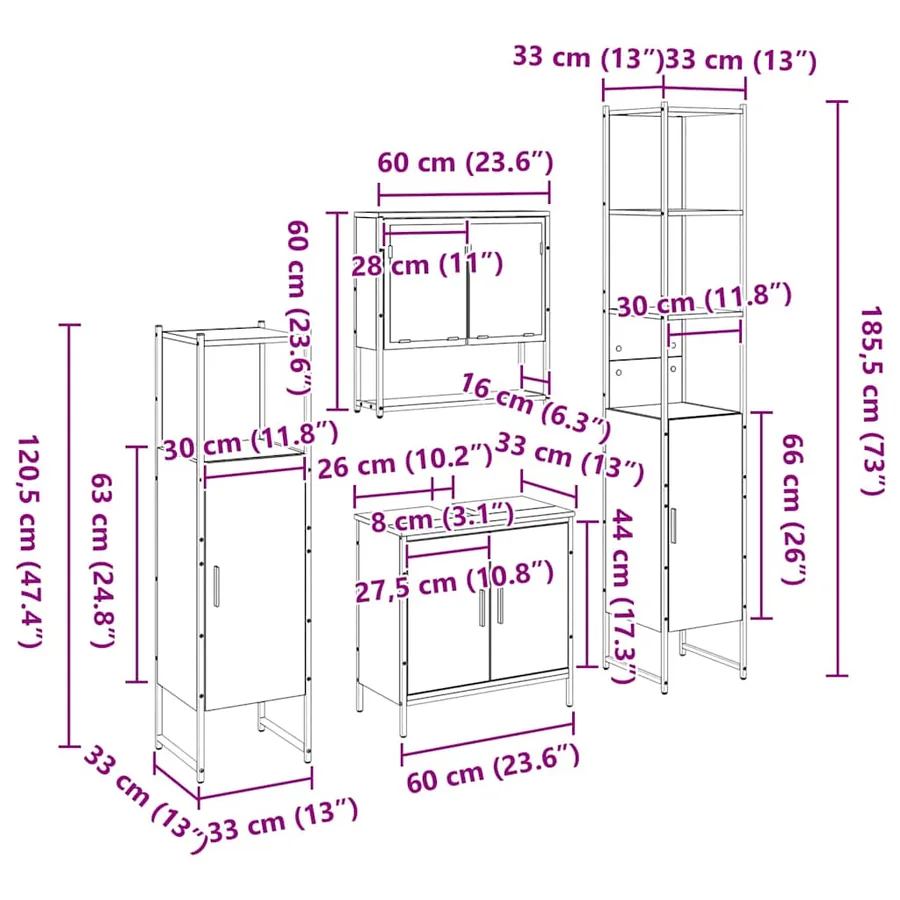 Ensemble de mobilier de salle de bain avec étagère 4 pcs Noir - 19