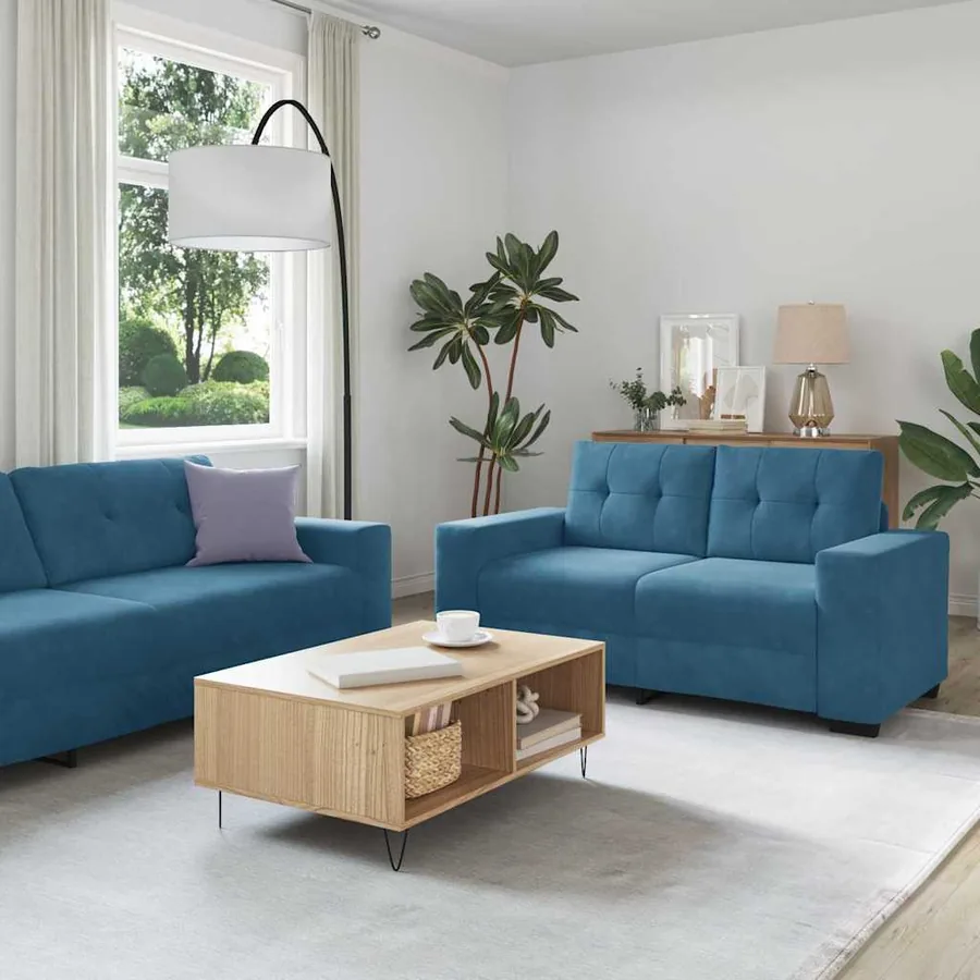 Ensemble de Canapés 3 pcs Bleu 221 x 80 x 80 cm Velours