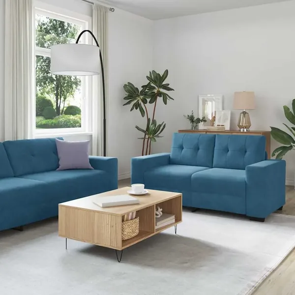 Ensemble de Canapés 3 pcs Bleu 221 x 80 x 80 cm Velours