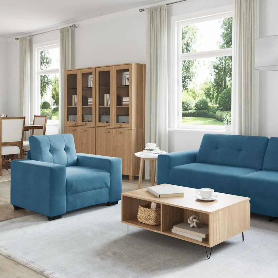 Ensemble de Canapés 3 pcs Bleu 221 x 80 x 80 cm Velours - 3